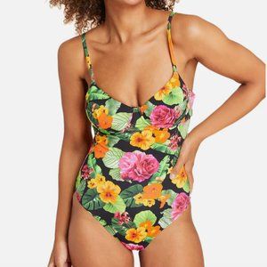 Andie The Bermuda Flat One-Piece Tankini in Floral Multi (Size XS)